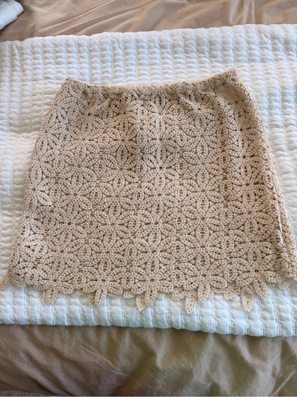 L'Academie Beige Crochet Lace Swim Coverup Skirt